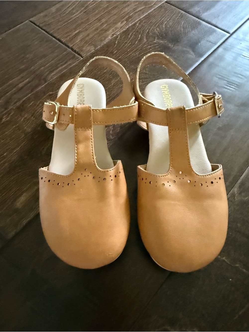 Gymboree Girls Tan T‑Bar Dress Shoes with Buckle
